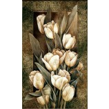 Pintura decorativa retro europeia da parede do fundo do patamar da pintura a óleo da tulipa do branco c141
