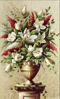 C142ヨーロッパ古典的な花瓶の花装飾油絵ポーチ背景壁アートの印刷