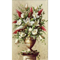 C142欧洲古典花瓶花卉装饰油画门廊背景墙艺术印刷