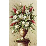 El florero clásico europeo c142 florece la impresión decorativa del arte de la pared del fondo del pórtico de la pintura al óleo