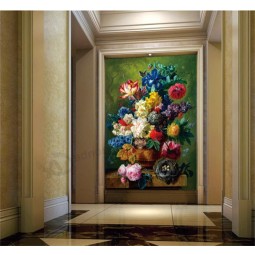 Impresión del arte de la pared del fondo de la pintura al óleo decorativa de las flores clásicas europeas de la alta definición c143