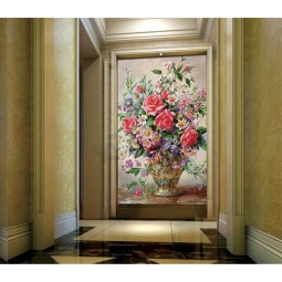 C144欧洲古典玫瑰油画墙壁背景装饰壁画