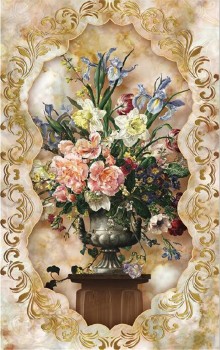 C146ヨーロッパスタイルの救済3dの花瓶花の油絵の壁の背景装飾的な壁画