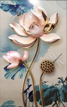 E036 3d Relief Lotus Tinte Malerei Hintergrund dekorative Malerei
