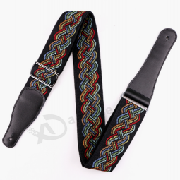 Premium leather ends sublimation woven guitar belt straps for promoting