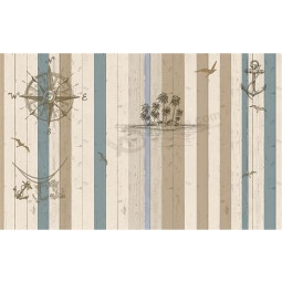 A261现代简单的木纹地中海背景装饰墨水绘画为客厅