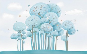 A269 мультфильм лес кролик птица фон painting настенная живопись декоративная роспись