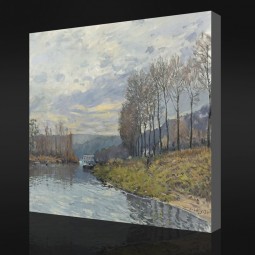 NO.F074 Alfred Sisley - The Seine at Bougival, 1873 Oil Painting Home Decorative Painting