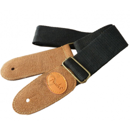 Guitar String Padded Guitar Strap With Brown Leather Ends