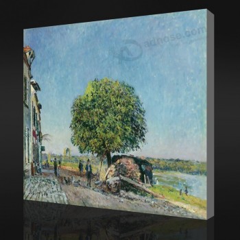 NO.F060 Alfred Sisley - The Chestnut Tree at Saint-Mammes, 1880 Oil Painting Background Wall Decorative Painting