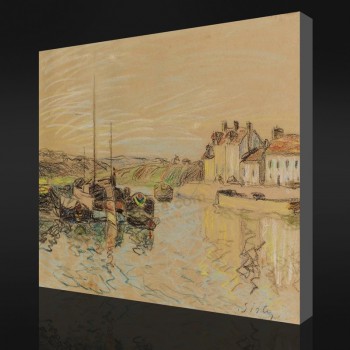 Não.F058 alfred sisley-O canal de loing em santo-Mammes, 1888 pintura decorativa da parede do fundo da pintura a óleo