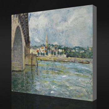 Nee.F056 alfred sisley-De brug st.Cloude, 1877 olieverfschilderij achtergrond muur decoratief schilderen