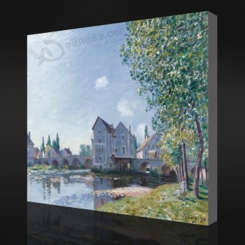NO.F055 Alfred Sisley - The Bridge of Moret, Morning Effect, 1891 Oil Painting Background Wall Decorative Painting