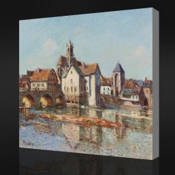 NO.F053 Alfred Sisley - The Bridge of Moret, 1892 Oil Painting Background Wall Decorative Painting