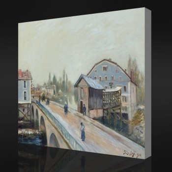 いいえ.F052アルフレッドシーズリー-Moretの橋、1890年の油絵の壁の装飾画