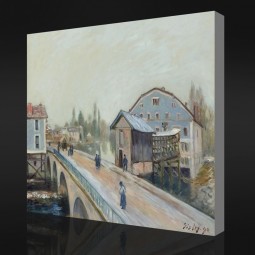 NO.F052 Alfred Sisley - The Bridge of Moret, 1890 Oil Painting Background Wall Decorative Painting