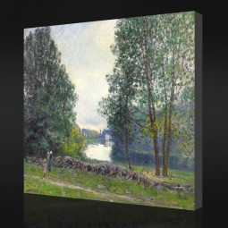 NO.F051 Alfred Sisley - The Banks of the River Loing, 1896 Oil Painting Background Wall Decorative Painting