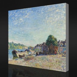 NO.F050 Alfred Sisley - The Banks of Loing at Saint-Mammes, 1885 Oil Painting Background Wall Decorative Painting