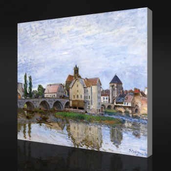 NO.F045 Alfred Sisley - Moret-sur-Loing, Grey Weather, 1892 Oil Painting Background Wall Decorative Painting