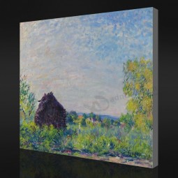NO.F042 Alfred Sisley - Landscape with the Stack of Firewood, 1877 Oil Painting Background Wall Decorative Painting
