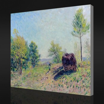 NO.F039 Alfred Sisley - Going to the Forest in Spring, 1886 Oil Painting Background Wall Decorative Painting