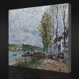 NO.F037 Alfred Sisley - Foggy Day at Saint-Mammes, 1880 Oil Painting Background Wall Decorative Painting