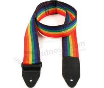 New Style Custom Colorful Rainbow Polyester Rock Guitar Straps