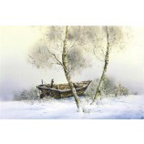 雪の油絵の壁の装飾的な壁の家の装飾のc002木製のボート