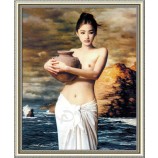 C032 Ladies Hold Bottles and Cans Oil Painting Background Wall Decorative Mural Home Decor