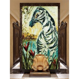 C026 абстрактной лошади 3d масляной живописи искусства стены фона украшение фрески