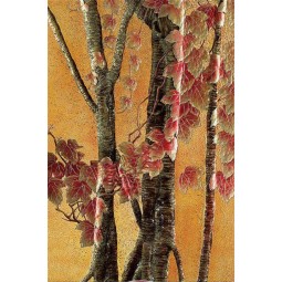 C030 3d红枫叶油画艺术墙背景装饰壁画