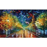 C034 City Exquisite Night Scene Oil Painting TV Background Decorative Mural