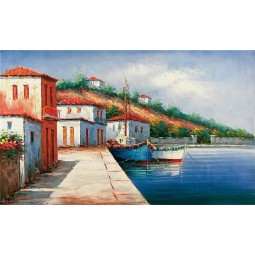 C050 Seaside Landscape Architecture Oil Painting Background Wall Decorative Mural