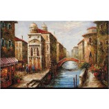 C065 European Town Architecture Painting Oil Painting TV Background Decorative Mural