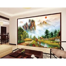 C073風景油絵テレビの背景装飾壁画