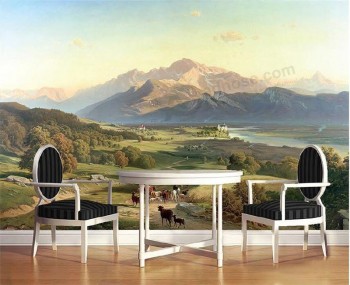 C113 Berg Grünland Landschaft Ölgemälde TV Hintergrund dekorative Wandbild