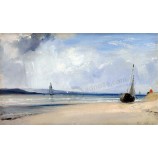 C114 European Sea View Oil Painting TV Background Decorative Mural