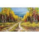 C084 Hand Painted Forest Landscape Oil Painting TV Background Decorative Mural