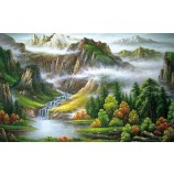 C112 hermosos paisajes en las montañas pintura al óleo de la pared de fondo decorativo mural