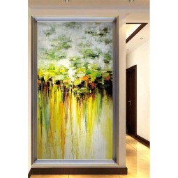 C123独特抽象莲花艺术油画门廊背景装饰壁画
