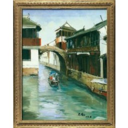 S599 75x99cm Water Town Scenery Oil Painting Living Room Bedroom and Office Decorative Painting