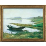 S600 barca 80x60cm nella pittura di arte della parete della pittura a olio di paesaggio del lago