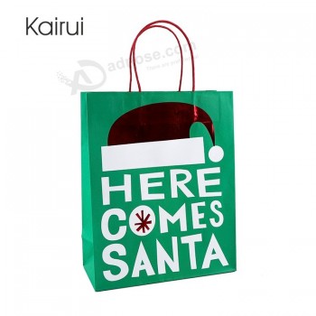 Wholesale high quality kraft christmas paper bag with handle and high quality