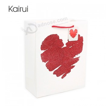 白いボール紙卸売デザインバレンタインギフトクラフト紙袋