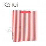 Kairui 2018 diseño de la manija de la raya de encargo reciclado de alta calidad barata bolsa de papel de compras de regalo