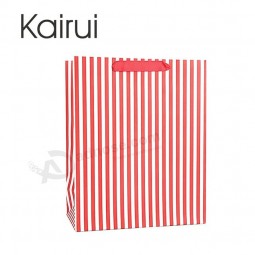Kairui 2019 Stripe Fashion handle design Custom Recycled High quality Cheap gift shopping paper bag