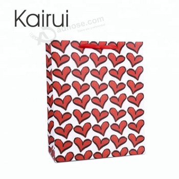 Bolso de papel de San Valentín con forma de corazón, estampado con logotipo, estampado personalizado