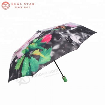 Rst pintura a óleo arte guarda-chuva dobrável marca de qualidade 9ribs à prova de vento guarda-chuva de chuva mulheres gotas de água parasol paraguas