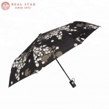 첫 번째 판촉 접이식 우산 광고 자동 세 접는 양 귀 비 우산