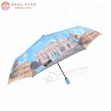 Erste Qualität 21 Zoll fremde Landschaft 3 Falten chinesische Regenschirme Großhandel